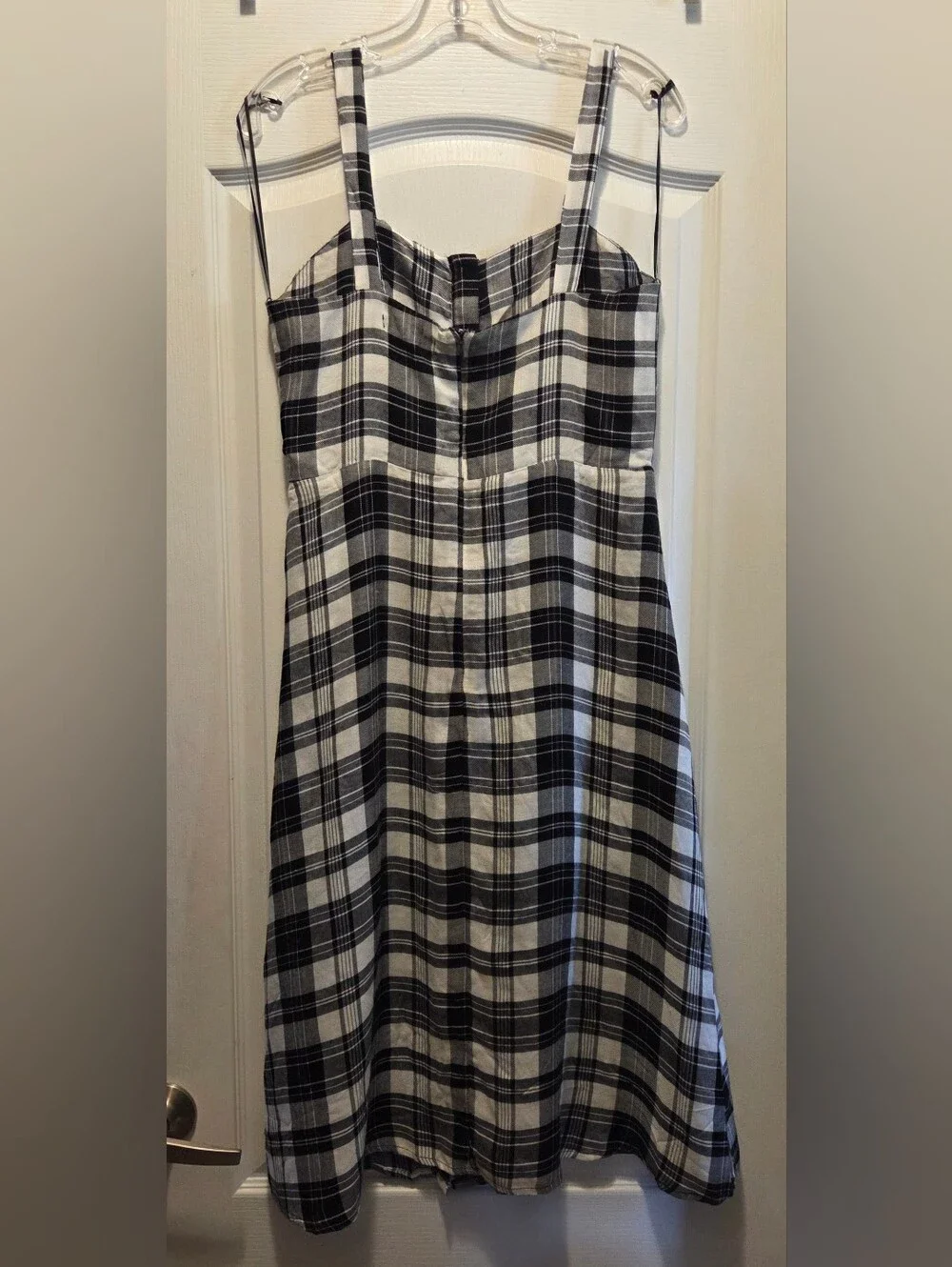 Black & White Plaid Button-Front Women's Skirt